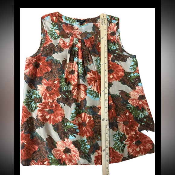 Talbots Sleeveless Floral Orange 100% Silk Blouse Top Shell Size 8 Medium Career - Picture 6 of 9